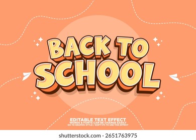 3D cartoon style text effect for back to school poster, banner and background
