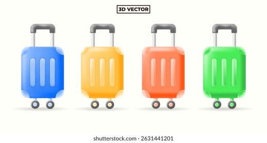 conjunto de ícones de mala 3d cartoon, para viagem, adequado para descrever o conceito de turista e viagem.
