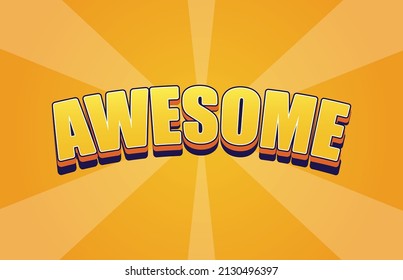 3d cartoon text effect awesome Word with orange gradient shade Vector