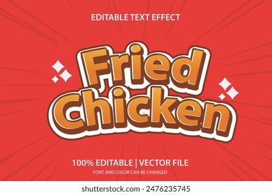 3d cartoon text effect fried chicken vector art