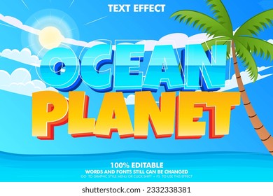 3d cartoon text effect with summer background