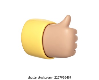 3D cartoon thumb up icon. Hand gesture of like, ok, good, success or approve. Vector 3d Illustration