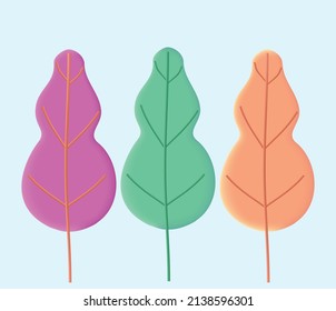 3d Cartoon Tree Set Isolated On Sky Blue Color. 3d Tree Trunk. 3d Tree Leaf. Vector Illustration. Eps 10.
