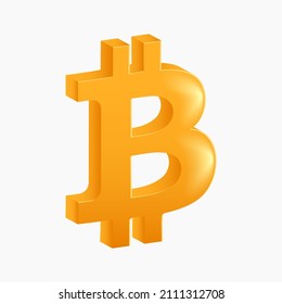 Logo del 3d vector de dibujos animados de oro bitcoin. vector del logotipo de bitcoin de tecnología blockchain.