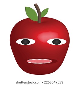 a 3d cartoonish red apple