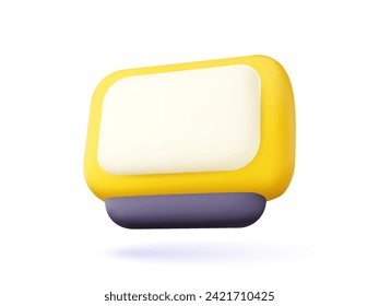 3D cartridge icon in cartoon style. Old, vintage electrical item on a white isolated background. 90s technology vector illustration.