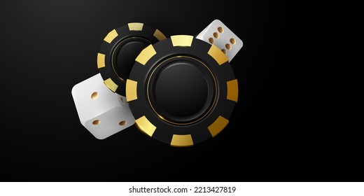 3D Casino Chip Design Background On Luxury Black Background Vector Illustration