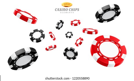 3d casino chips or flying realistic tokens for gambling, entertainment house volumetric blank or empty cash for roulette or poker, blackjack. Gamble and winner, risk and luck, betting and fortune