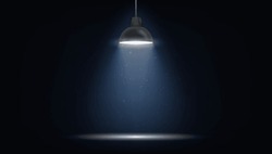 3D Ceiling Lamp Spotlight In Dark Room. EPS10 Vector