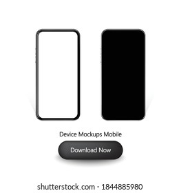 3d cell phone Black and white realistic smartphone with shadow, camera and glare, mobile phone mockup with blank screen for your design on isolated background, vector illustration