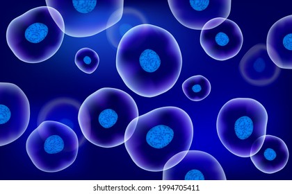 3d cell stem science background. Biology research dna nucleus cells vector pattern. Medical microscopic molecular conception. 