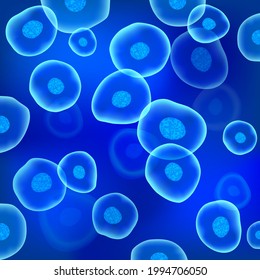 3d cell stem science background. Biology research dna nucleus cells vector pattern. Medical microscopic molecular conception. 