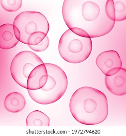 3d Cell Stem Science Pink Background. Medical Microscopic Molecular Art. Biology Research Dna Nucleus Cells