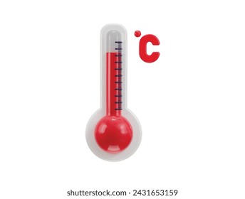 3d celsius thermometer icon on high temperature vector icon illustration