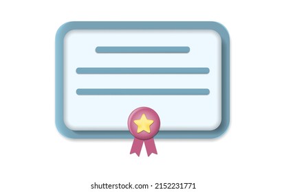3d diseño de ilustraciones vectoriales de iconos realistas de certificado. Logro, premio, subvención, diploma. 3.ª ilustración vectorial