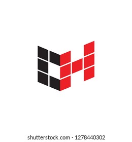 3D CH logo letter design
