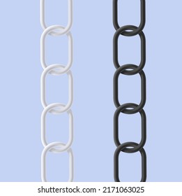 3d chain illustration, white and black lines of chain. Vector illustration