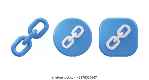 3d chain link, backlink, link icon set