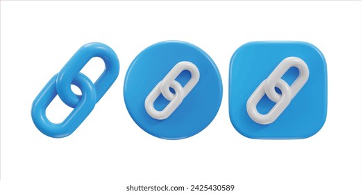 3d chain link, backlink, link icon set