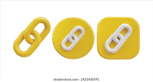 3d chain link, backlink, link icon set