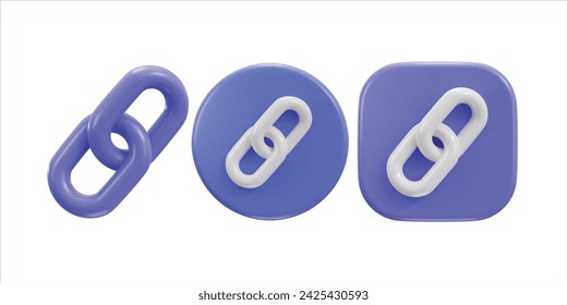 3d chain link, backlink, link icon set