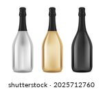 3D Champagne Or Sparkling Wine Bottles Isolated On White. EPS10 Vector