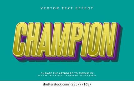 3d champion editable text effect style