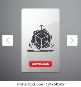 3d, change, correction, modification, object Glyph Icon in Carousal Pagination Slider Design & Red Download Button