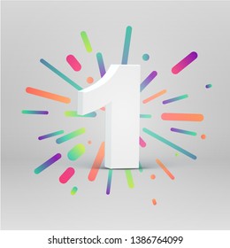 3D character from a fontset with colorful background, vector illustartion