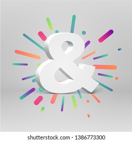 3D character from a fontset with colorful background, vector illustartion