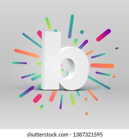 3D character from a fontset with colorful background, vector illustartion