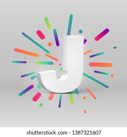 3D character from a fontset with colorful background, vector illustartion