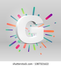 3D character from a fontset with colorful background, vector illustartion