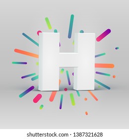 3D character from a fontset with colorful background, vector illustartion