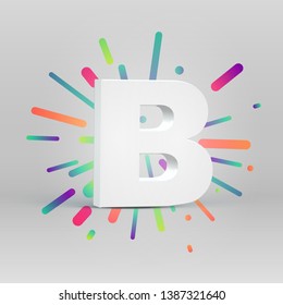 3D character from a fontset with colorful background, vector illustartion