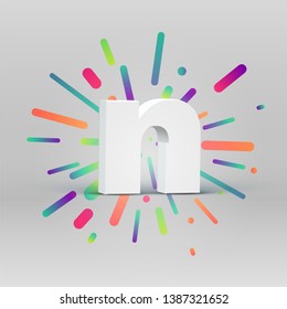 3D character from a fontset with colorful background, vector illustartion