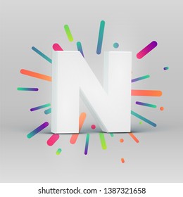 3D character from a fontset with colorful background, vector illustartion