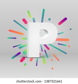 3D character from a fontset with colorful background, vector illustartion