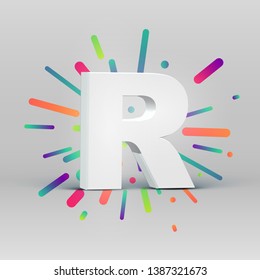 3D character from a fontset with colorful background, vector illustartion