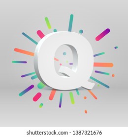 3D character from a fontset with colorful background, vector illustartion