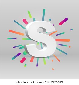 3D character from a fontset with colorful background, vector illustartion
