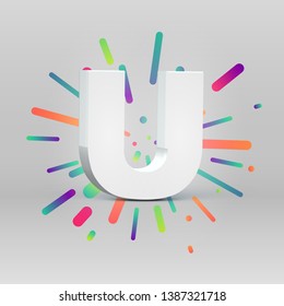 3D character from a fontset with colorful background, vector illustartion