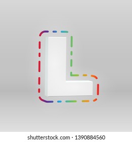 3D character from a fontset with colorful background, vector illustartion