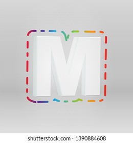 3D character from a fontset with colorful background, vector illustartion
