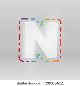 3D character from a fontset with colorful background, vector illustartion