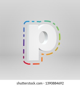 3D character from a fontset with colorful background, vector illustartion