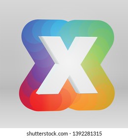 3D character from a fontset with colorful background, vector illustartion