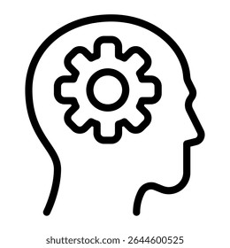 A 3D character representing mental growth, wearing casual attire, with a gear inside head symbolizing cognition and learning.