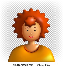 3d character. A woman with red hair and fair skin. Portrait, avatar, icon. Vector illustration.