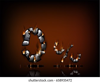 3D charcoal zero percent with dying flames. Financial or store discount banner.